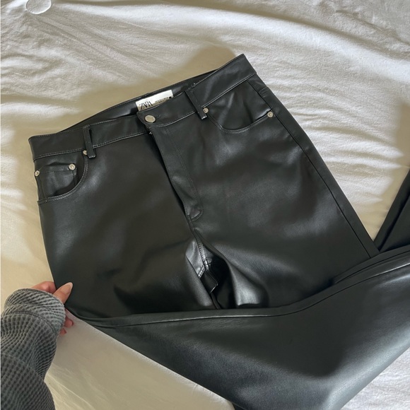 Zara Jeans Full Length Faux The 9s Leather Pantsblack Zara Leather